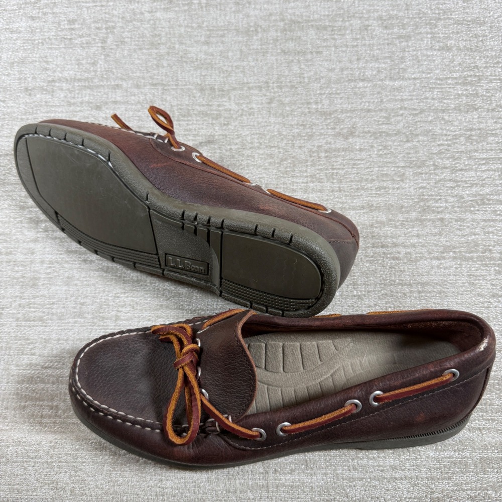 NEW‎ L.L. Bean Boat Shoes Mens 9 Brown Casco Bay Tumbled Leather Loafers